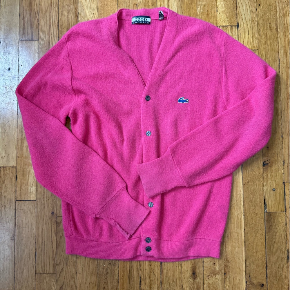 Vintage Izod Lacoste Cardigan in Hot Pink! Size L